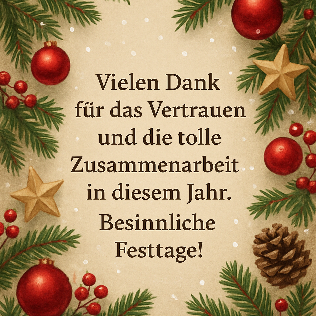 Erstelle ein weihnachtliches Bild fr meine Kunden in dem ich mich fr das Vertrauen und die tolle Zusammenarbeit in diesem Jahr bedanke und meinen Kund-1
